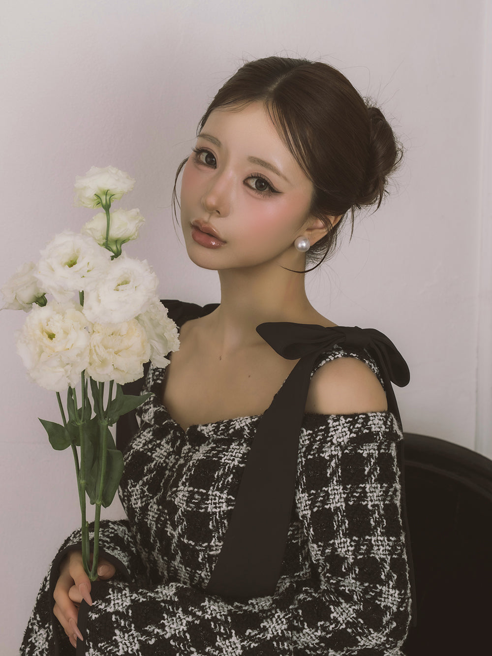 モデル：158cm（着用サイズ：FREE　着用カラー：BLK）