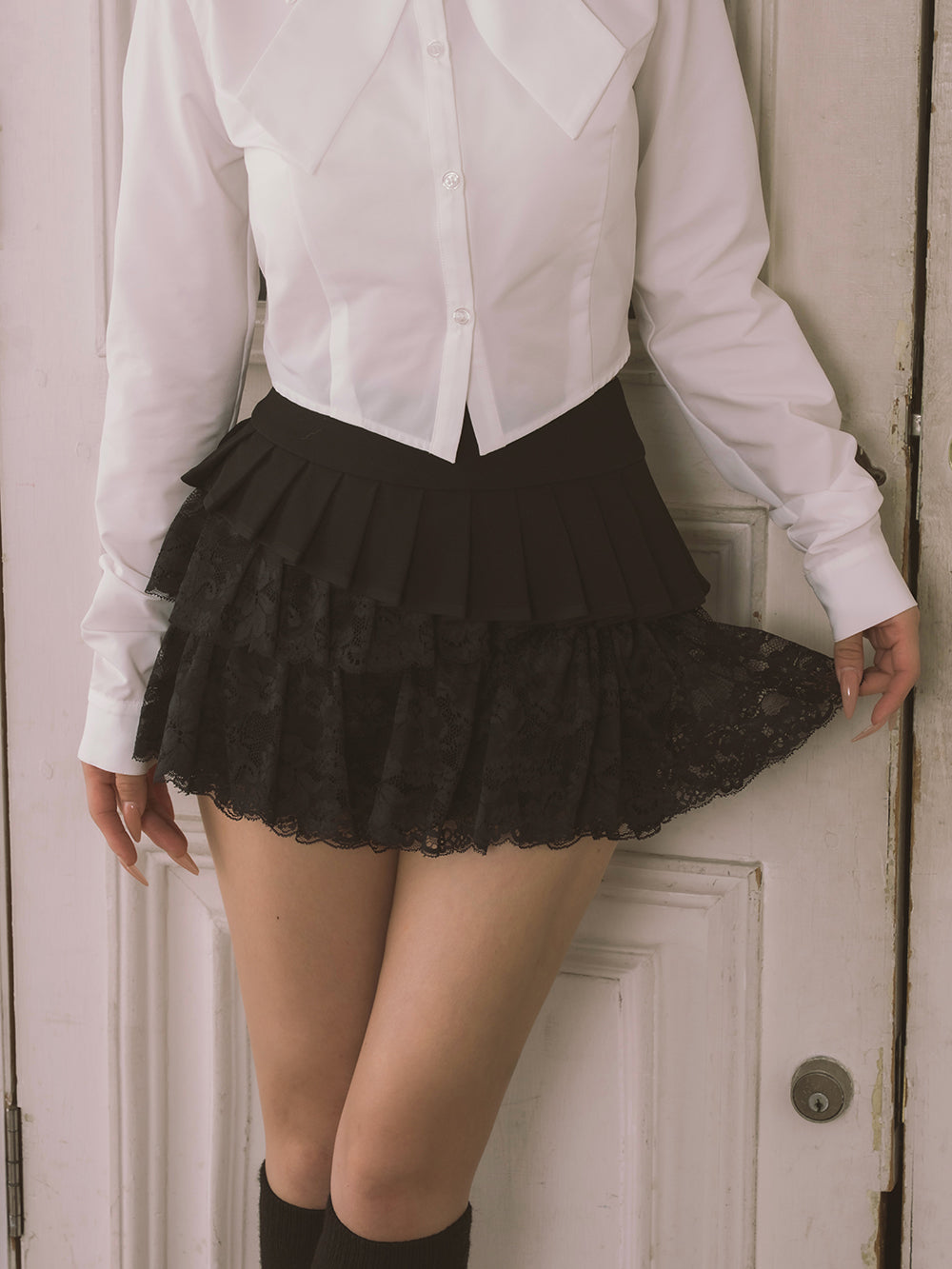 モデル：158cm（着用サイズ：S　着用カラー：BLK）