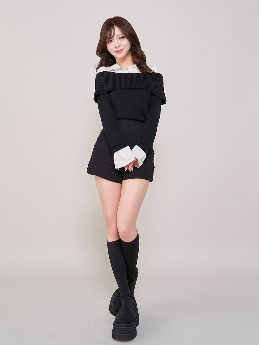 モデル：158cm（着用サイズ：FREE　着用カラー：BLK）