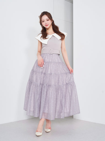 Big Collar Organza Dot Dress