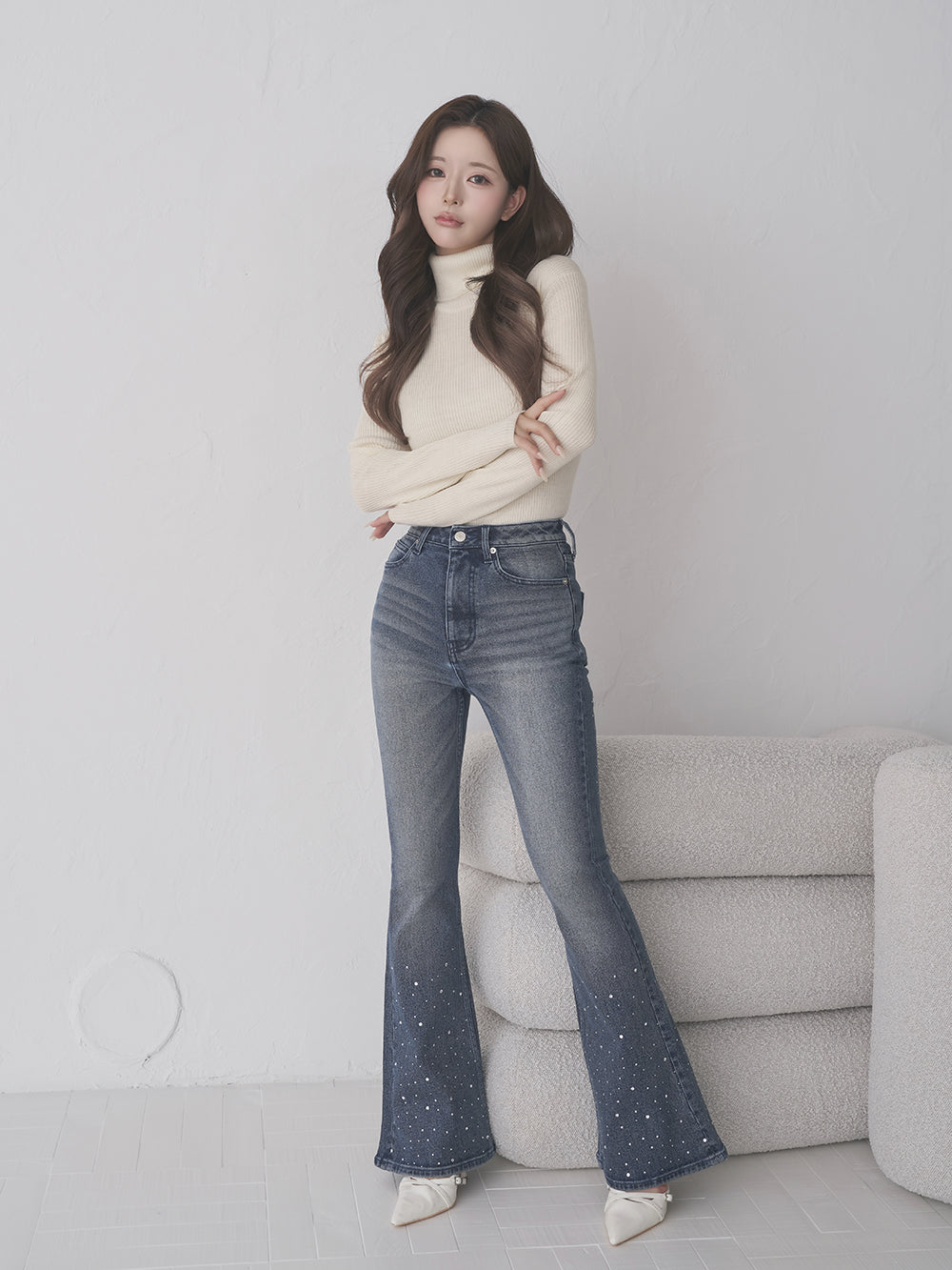 モデル：158cm（着用サイズ：XS　着用カラー：BLU）