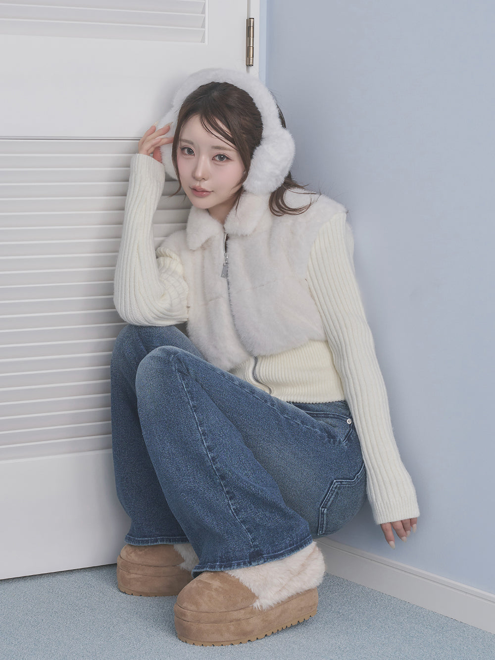 モデル：158cm（着用サイズ：FREE　着用カラー：WHT）