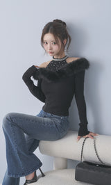 モデル：158cm（着用サイズ：FREE　着用カラー：BLK）