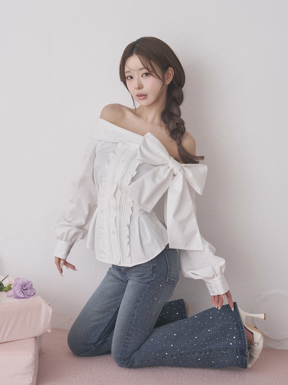 モデル：158cm（着用サイズ：FREE　着用カラー：WHT）