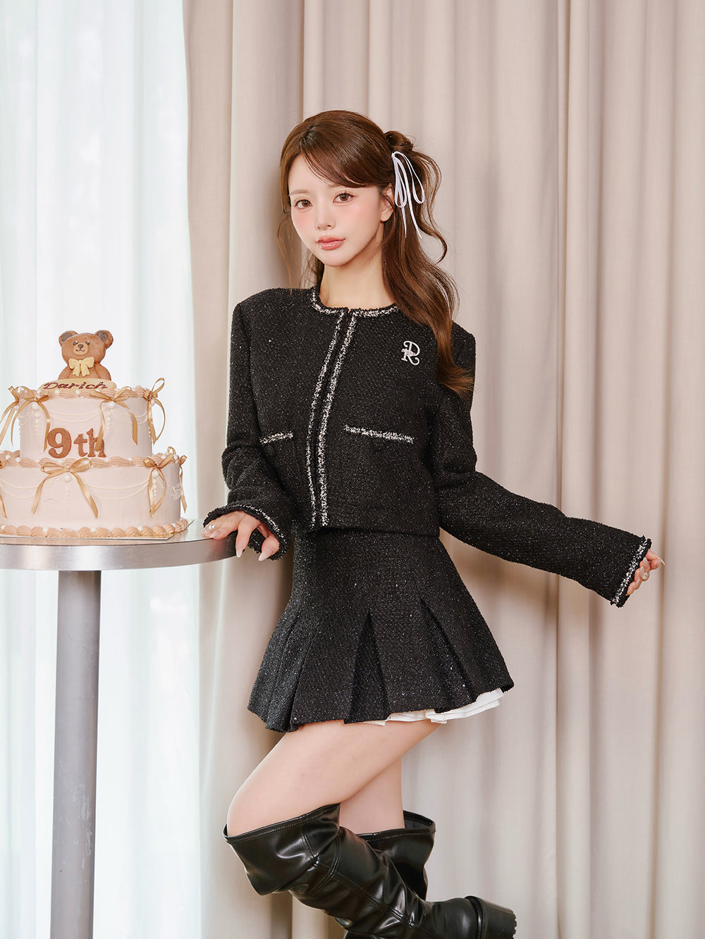 モデル：158cm（着用サイズ：S　着用カラー：BLK）