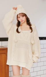モデル：158cm（着用サイズ：FREE　着用カラー：IVO）