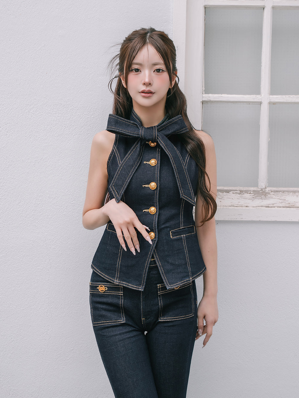 ダーリッチDDボタンリボンデニムトップス 新品 DDボタンリボンデニムトップス – Darich