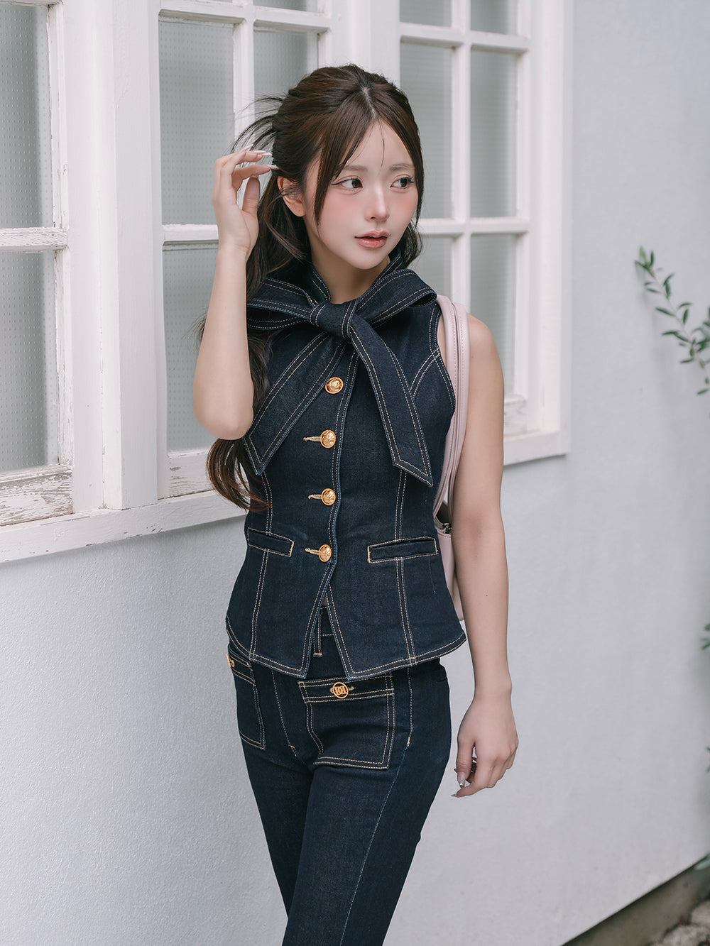 ダーリッチDDボタンリボンデニムトップス 新品 DDボタンリボンデニムトップス – Darich