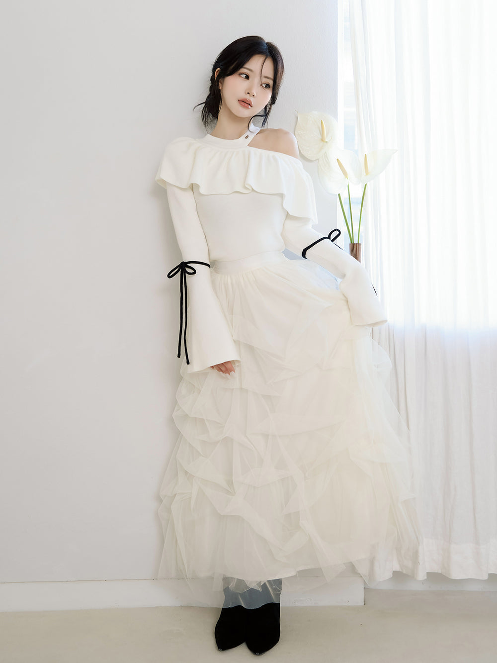 モデル：158cm（着用サイズ：FREE　着用カラー：IVO）