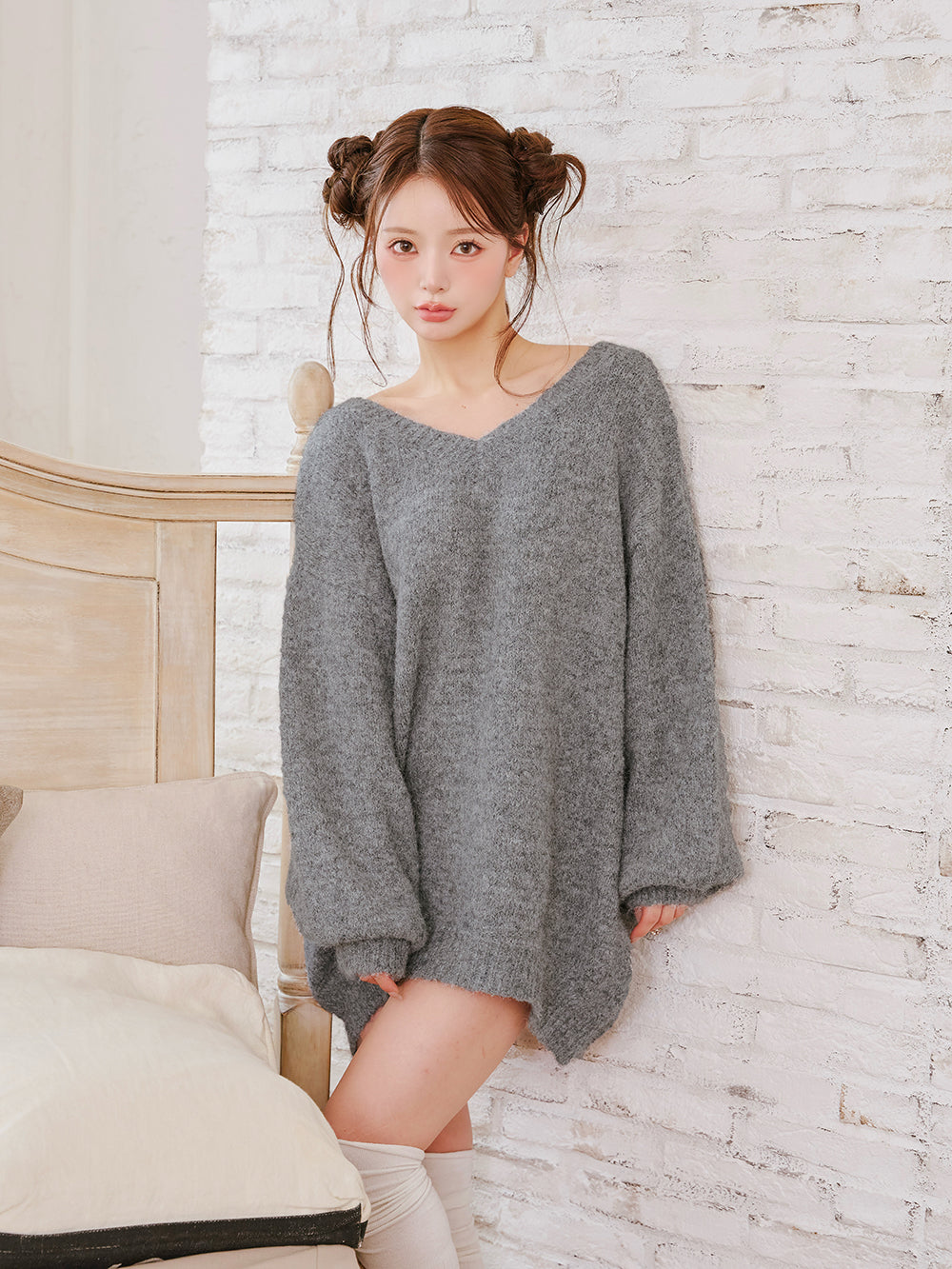 モデル：158cm（着用サイズ：FREE　着用カラー：GRY）