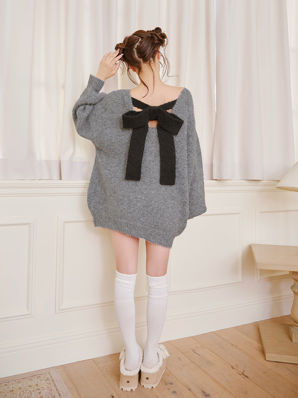 モデル：158cm（着用サイズ：FREE　着用カラー：GRY）