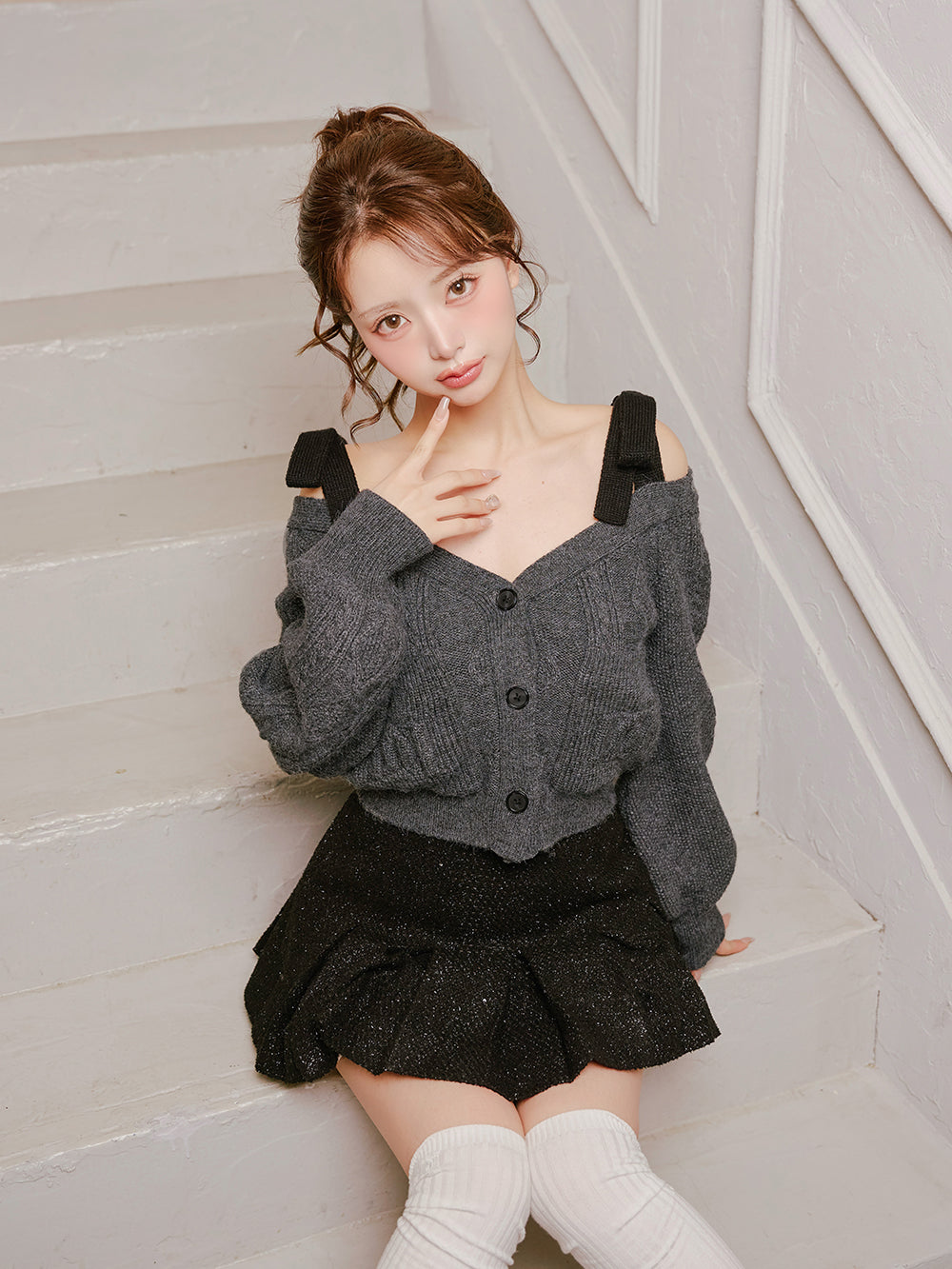 モデル：158cm（着用サイズ：FREE　着用カラー：GRY）