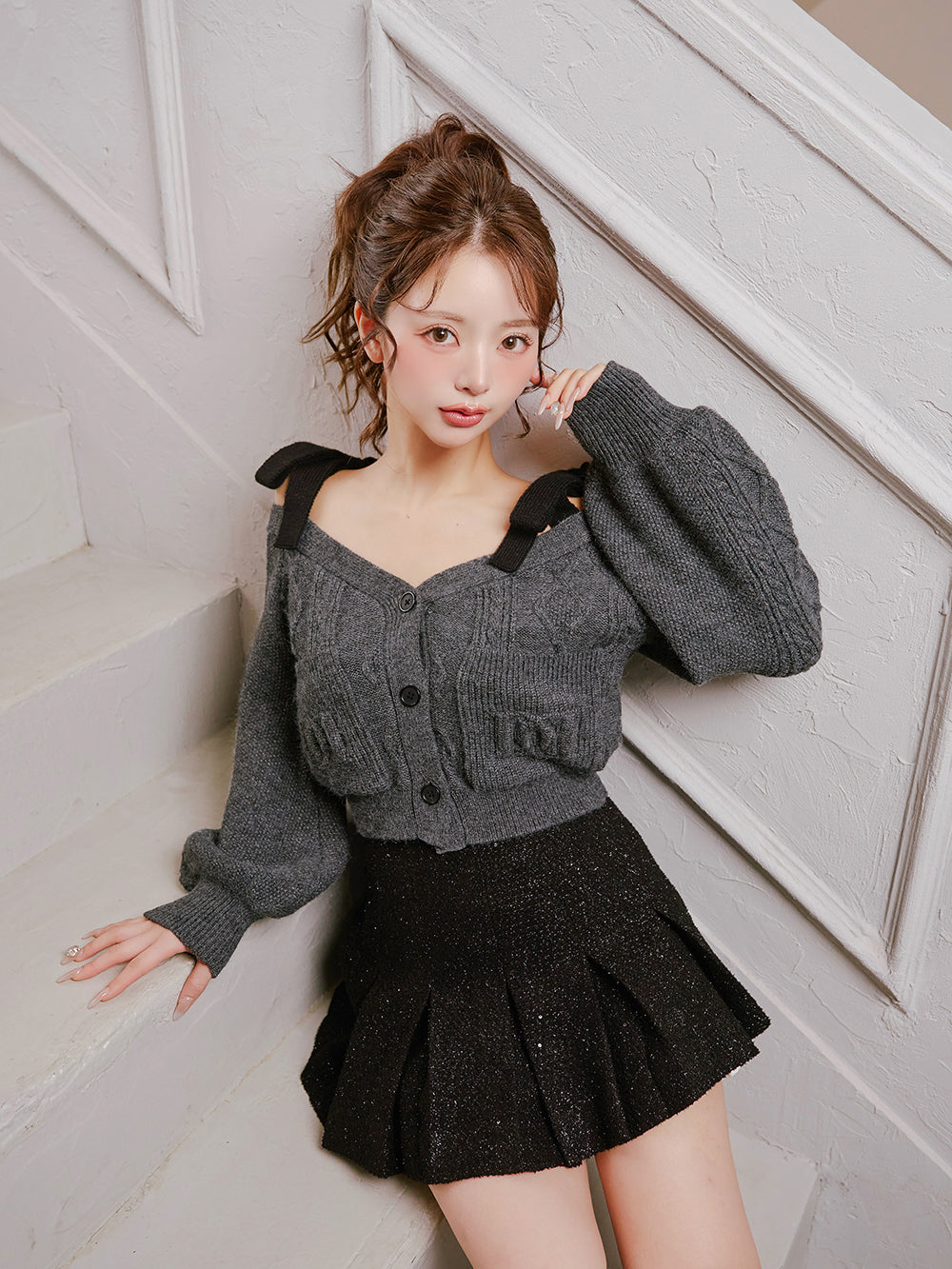 モデル：158cm（着用サイズ：FREE　着用カラー：GRY）