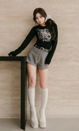 モデル：158cm（着用サイズ：FREE　着用カラー：BLK）