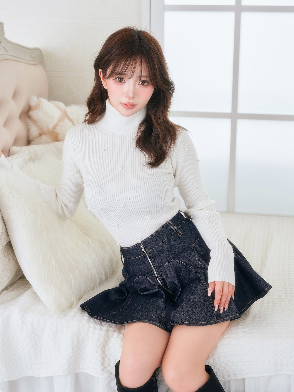 モデル：158cm（着用サイズ：FREE　着用カラー：WHT）