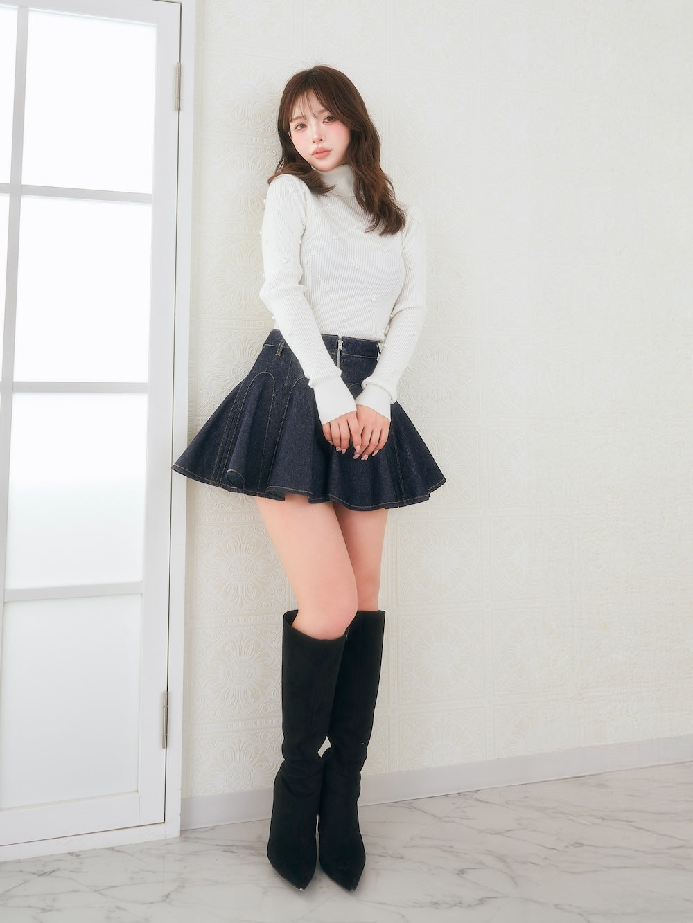 モデル：158cm（着用サイズ：FREE　着用カラー：WHT）