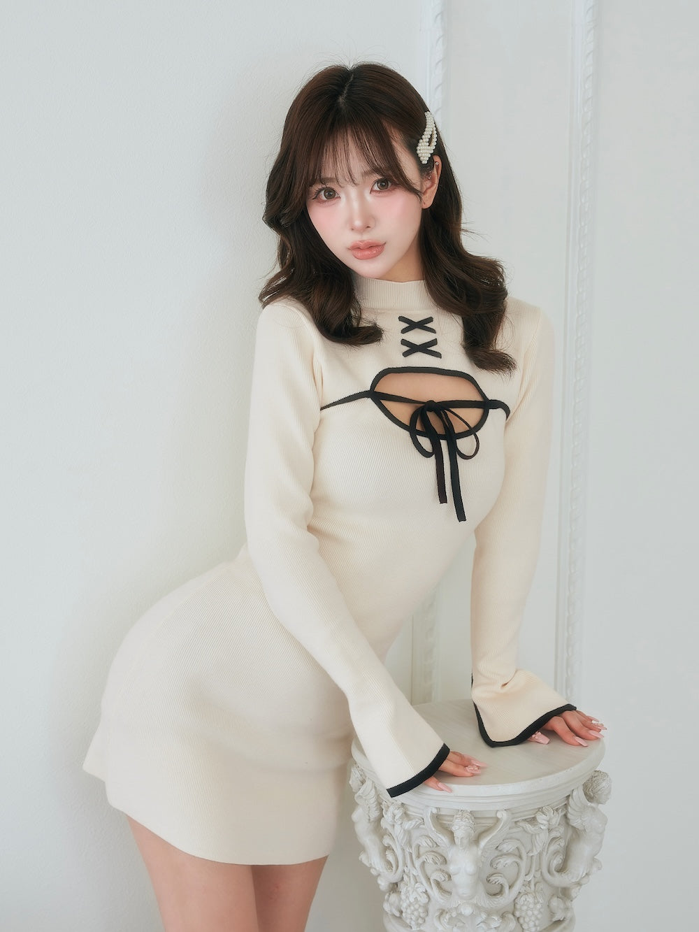 モデル：158cm（着用サイズ：FREE　着用カラー：IVO）
