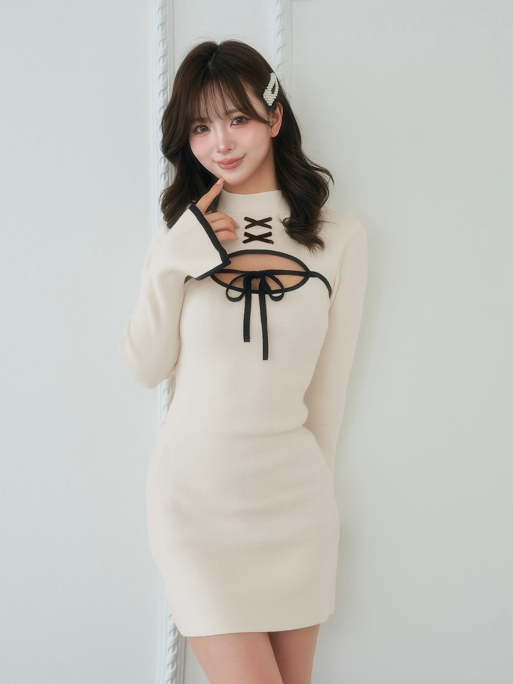 モデル：158cm（着用サイズ：FREE　着用カラー：IVO）