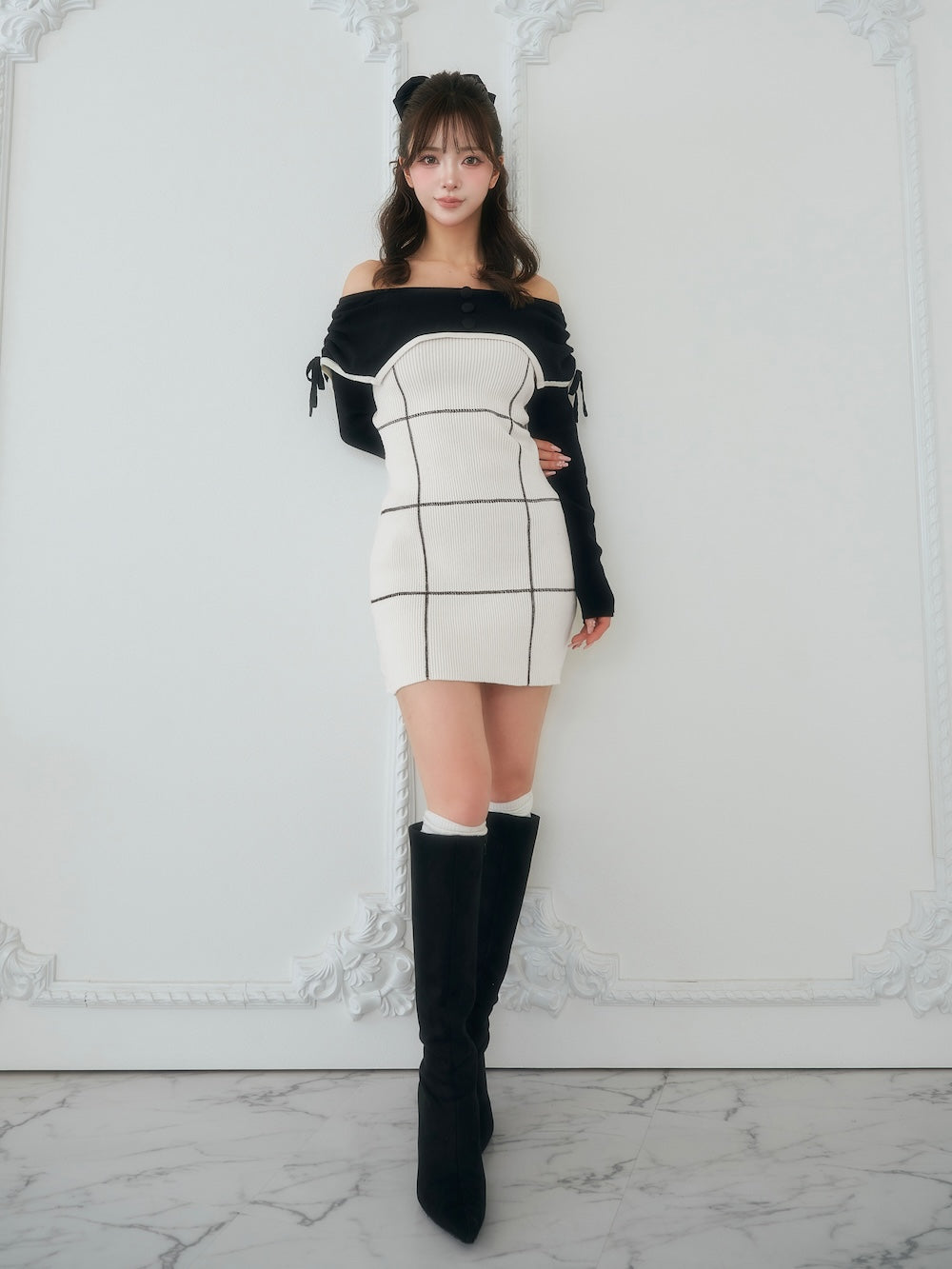 モデル：158cm（着用サイズ：FREE　着用カラー：IVO）