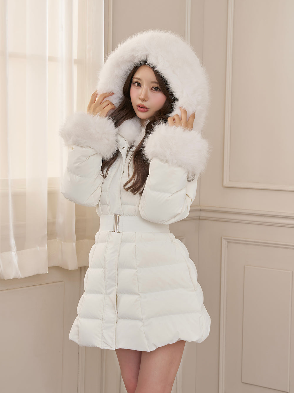 モデル：158cm（着用サイズ：S　着用カラー：WHT）