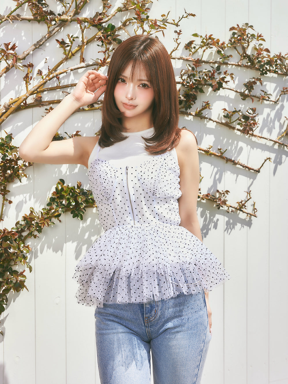 モデル：158cm（着用サイズ：FREE　着用カラー：WHT）