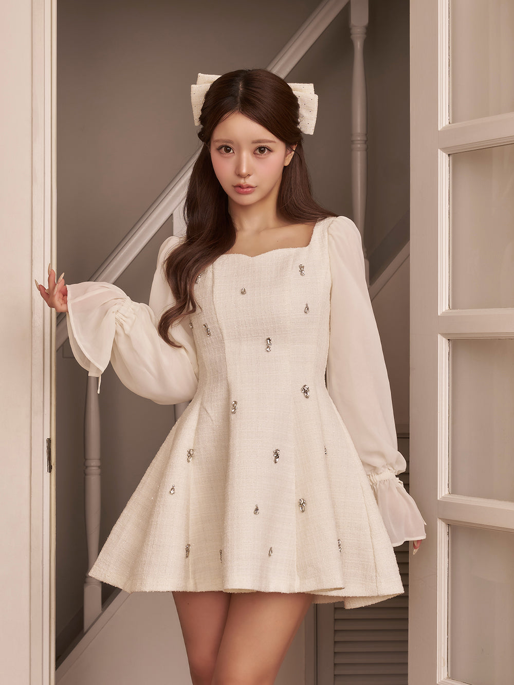 モデル：158cm（着用サイズ：FREE　着用カラー：WHT）
