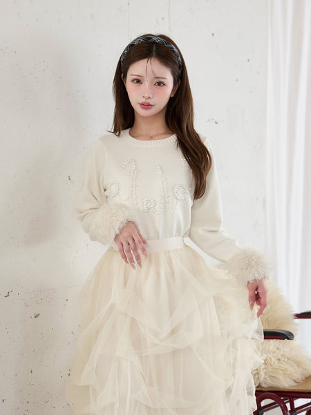 DARICH Logo Pearl Knit Top