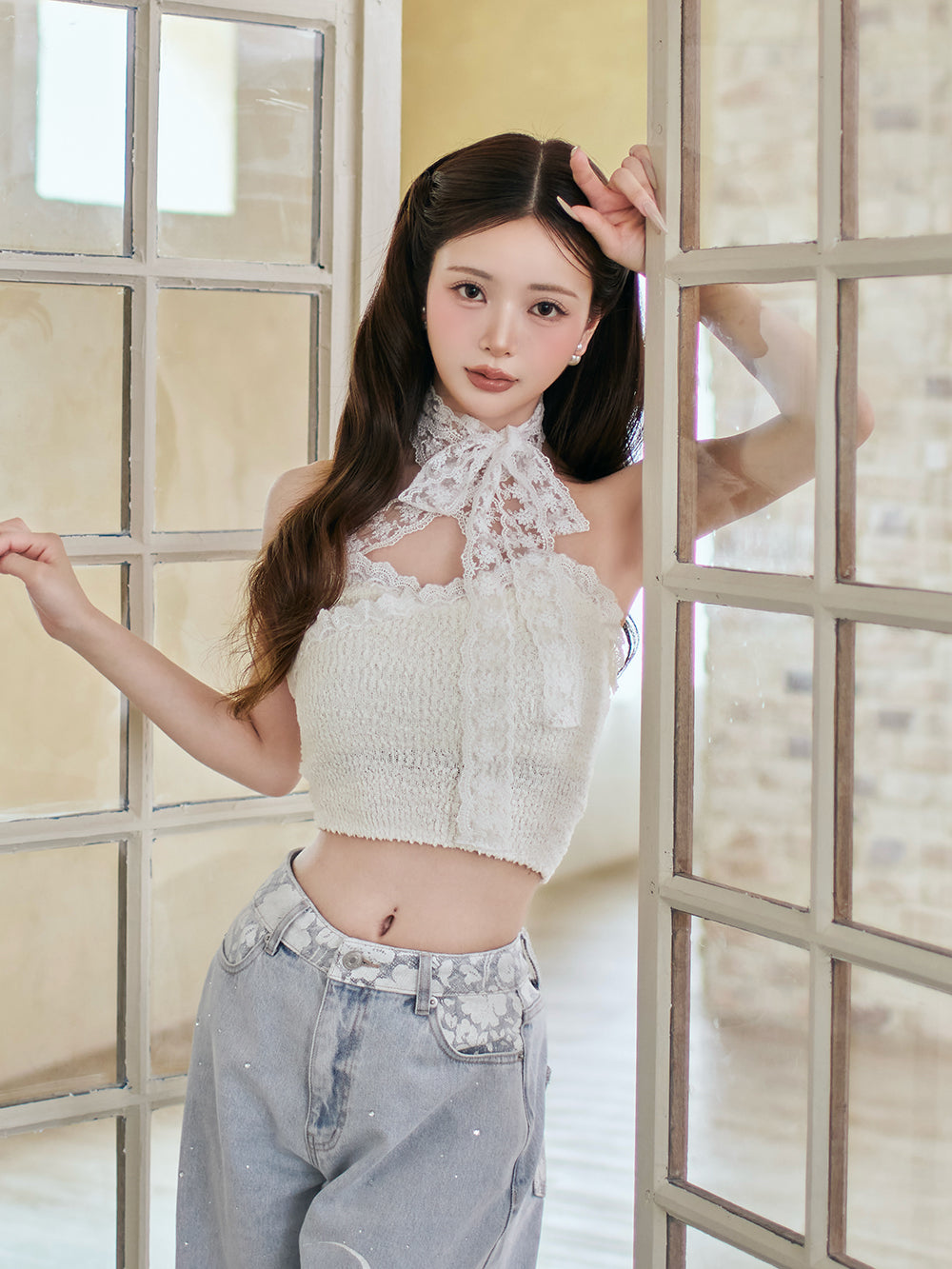 モデル：158cm（着用サイズ：FREE　着用カラー：IVO）