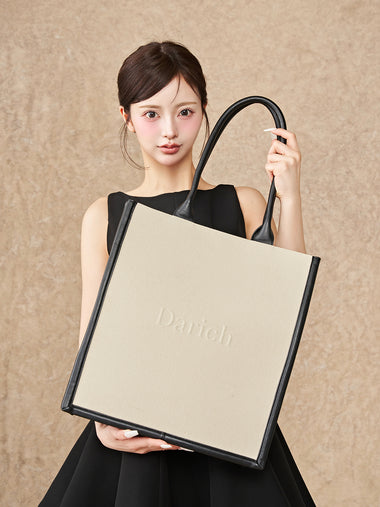 レザーキャンバストートバッグ