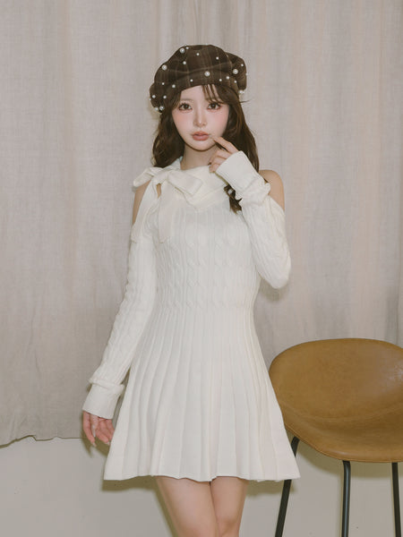 American sleeve flare knit mini dress