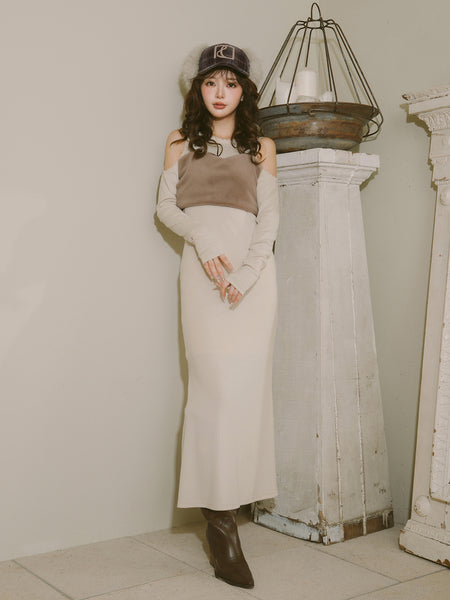 Faux Fur Bustier Cut Mermaid Long Dress