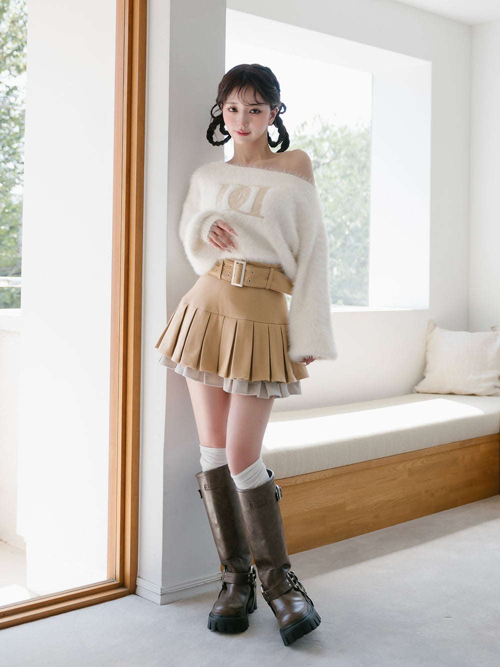 モデル：158cm（着用サイズ：S　着用カラー：BEG）