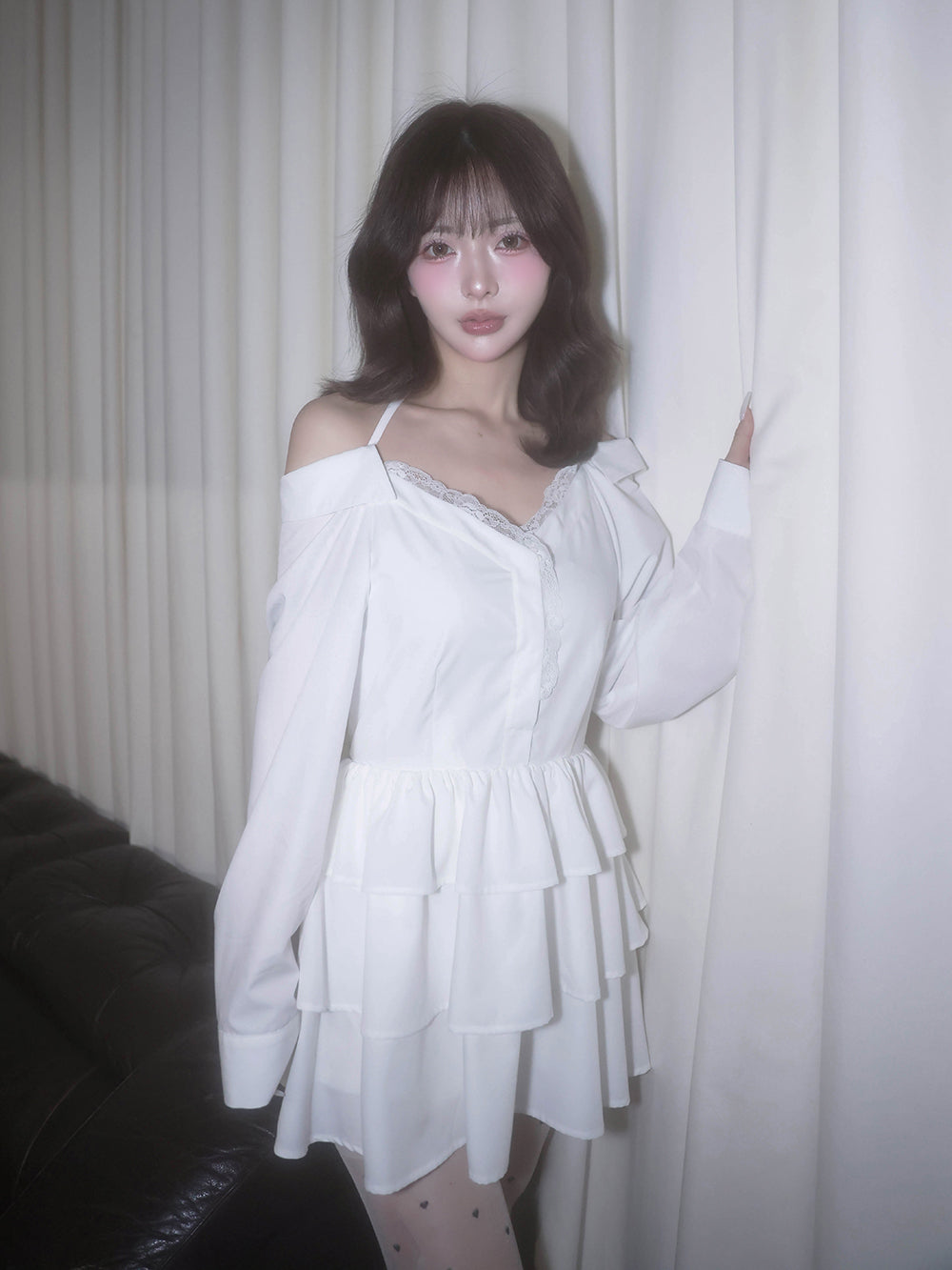 モデル：158cm（着用サイズ：FREE　着用カラー：WHT）
