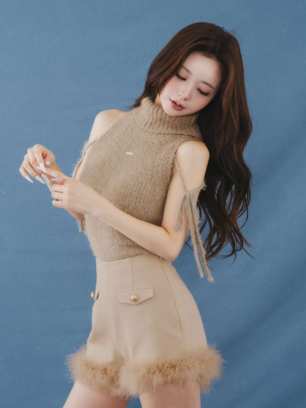 モデル：158cm（着用サイズ：FREE　着用カラー：BEG）