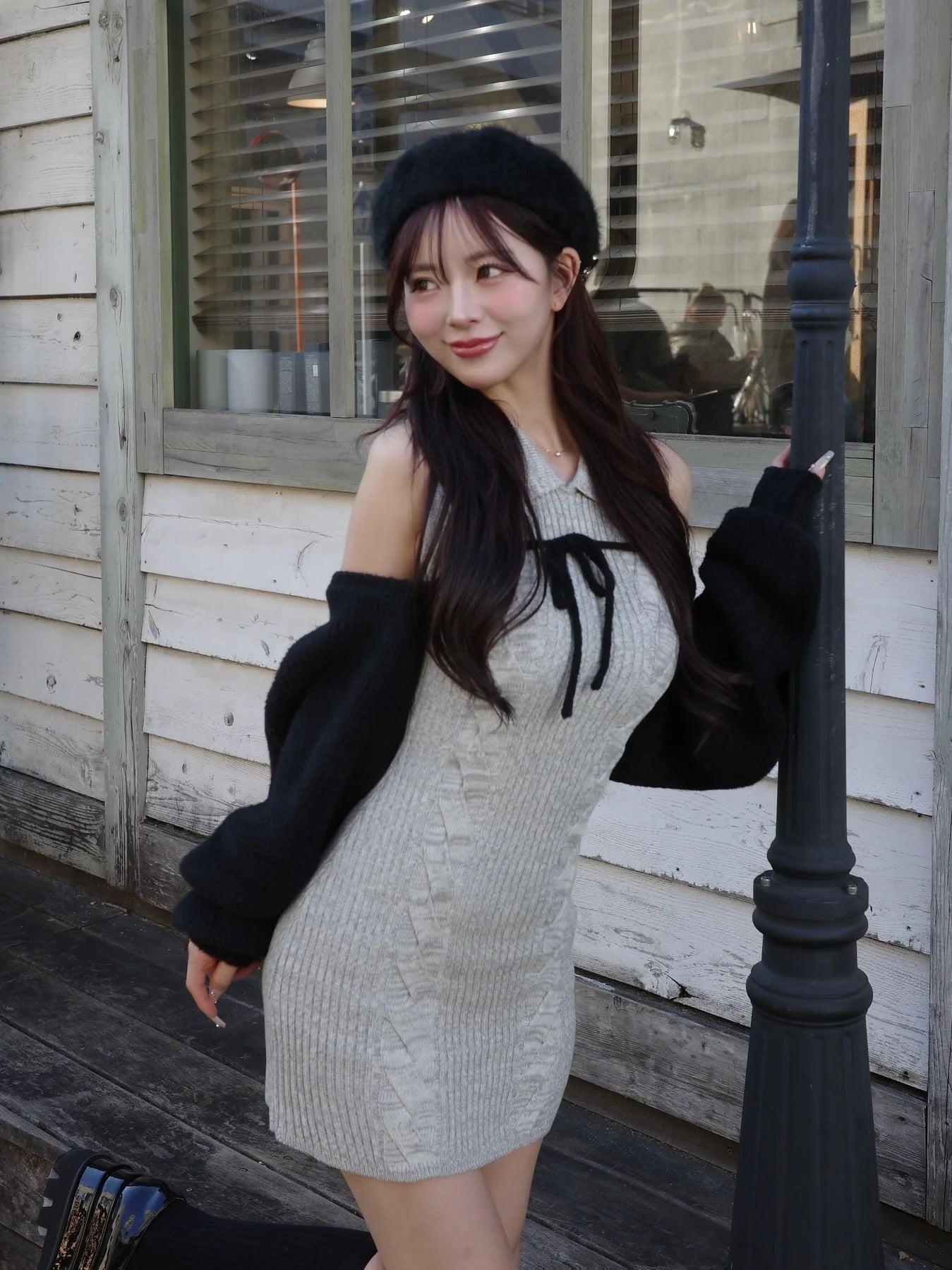 モデル：158cm（着用サイズ：FREE　着用カラー：GRY）