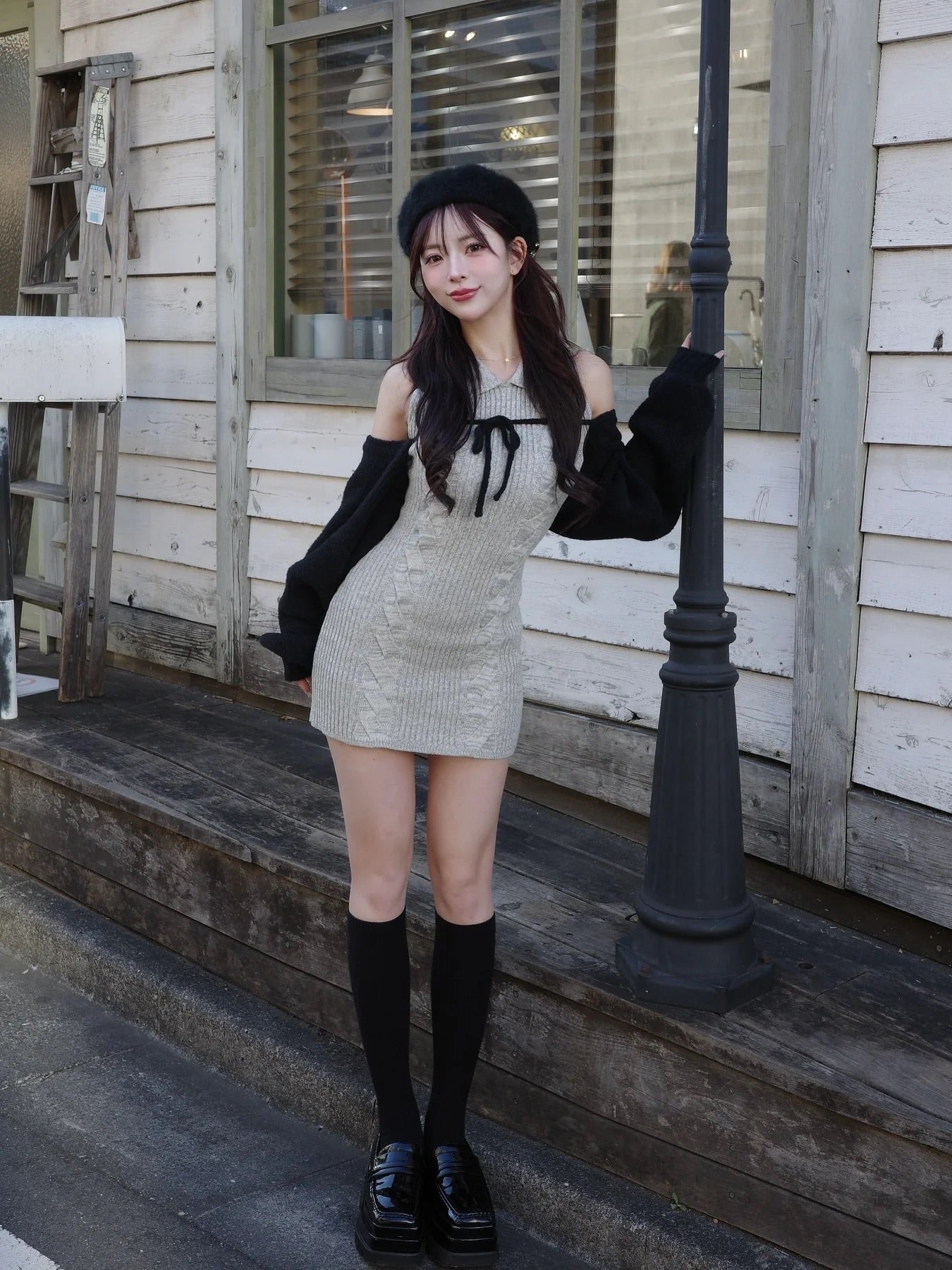 モデル：158cm（着用サイズ：FREE　着用カラー：GRY）