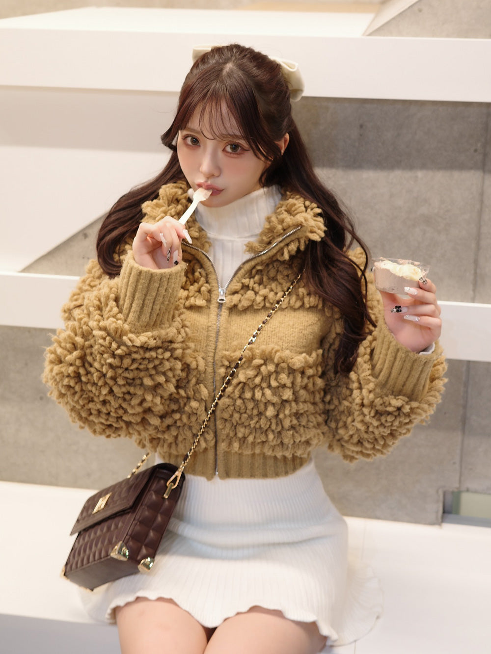 モデル：158cm（着用サイズ：FREE　着用カラー：BRN）