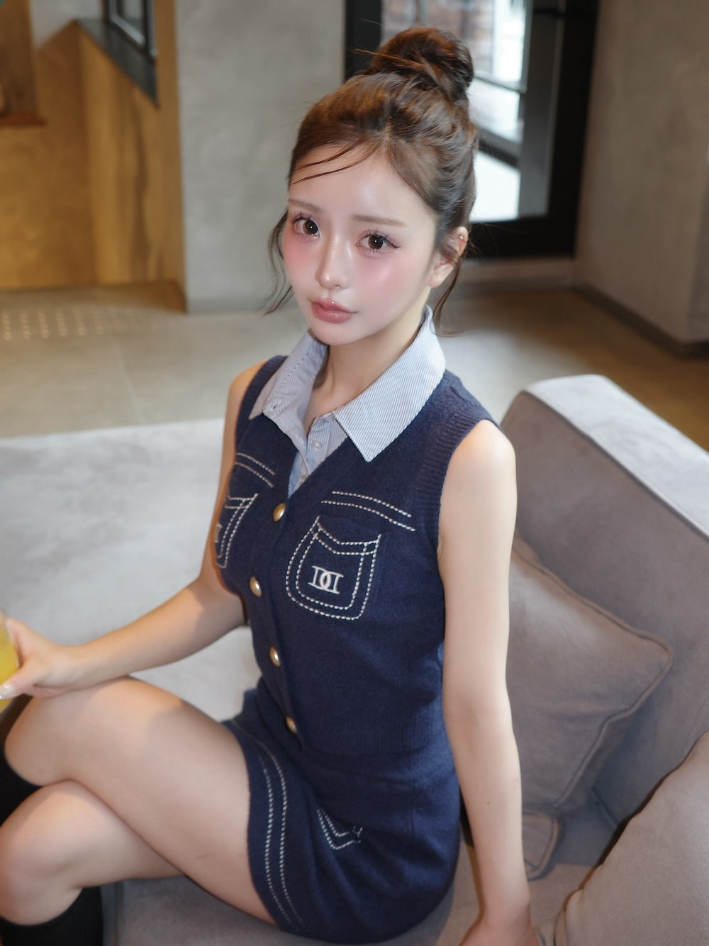 モデル：158cm（着用サイズ：FREE　着用カラー：NVY）
