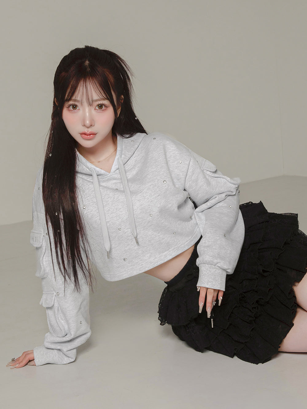 モデル：158cm（着用サイズ：FREE　着用カラー：GRY）