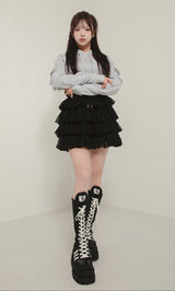 モデル：158cm（着用サイズ：FREE　着用カラー：BLK）