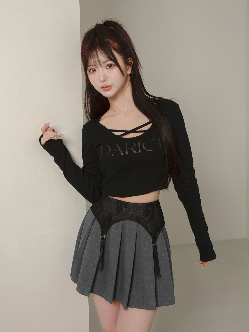 クラックロゴクロストップス - blk
