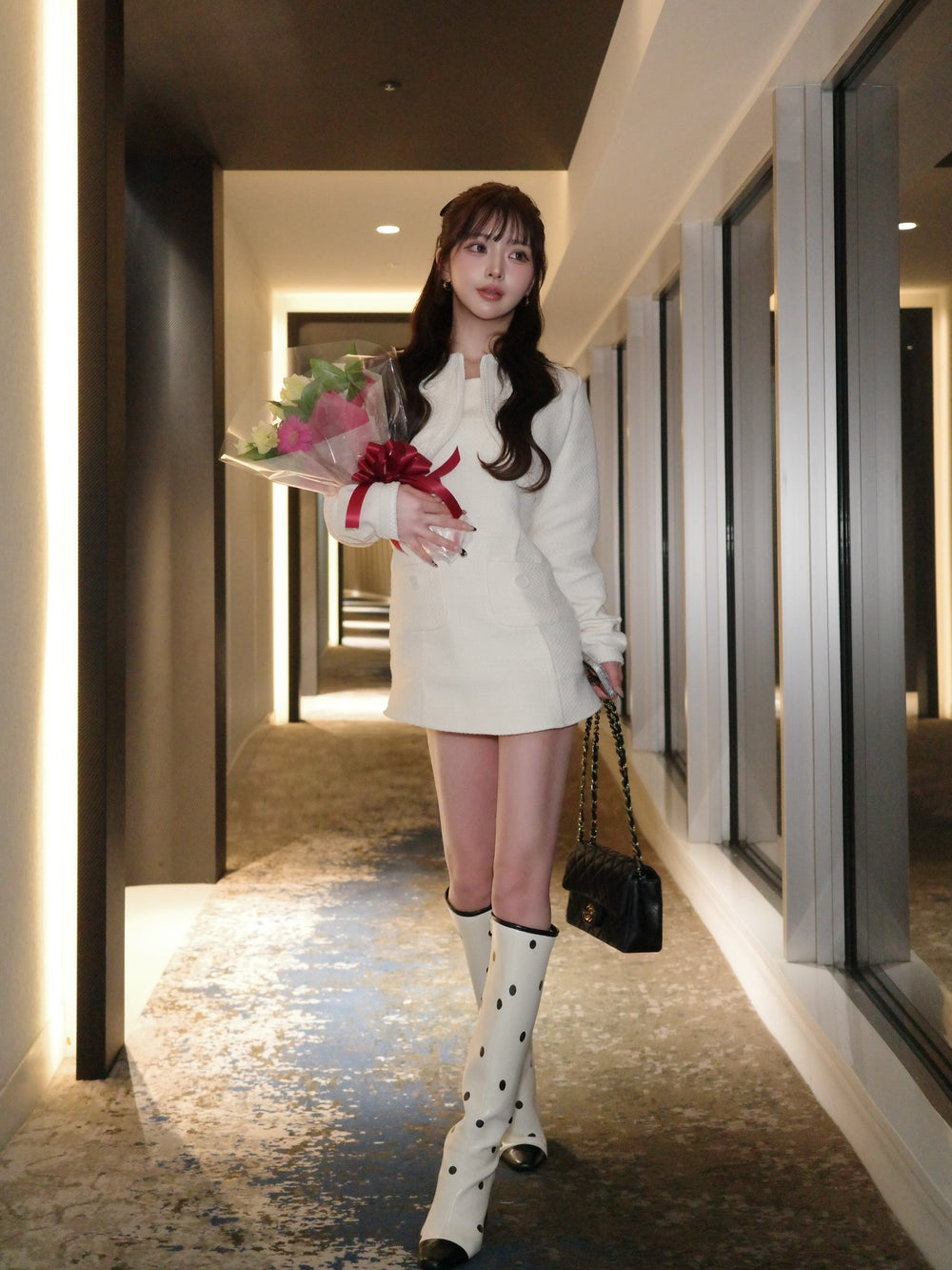 ツイードアンサンブルノースリミニワンピース