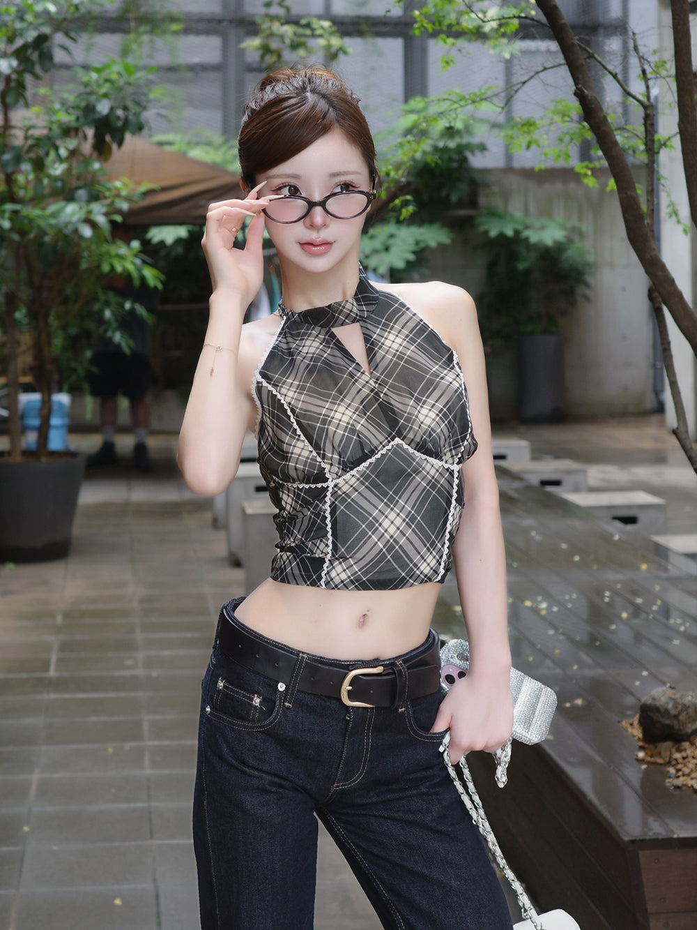 モデル：158cm（着用サイズ：FREE　着用カラー：BLK）