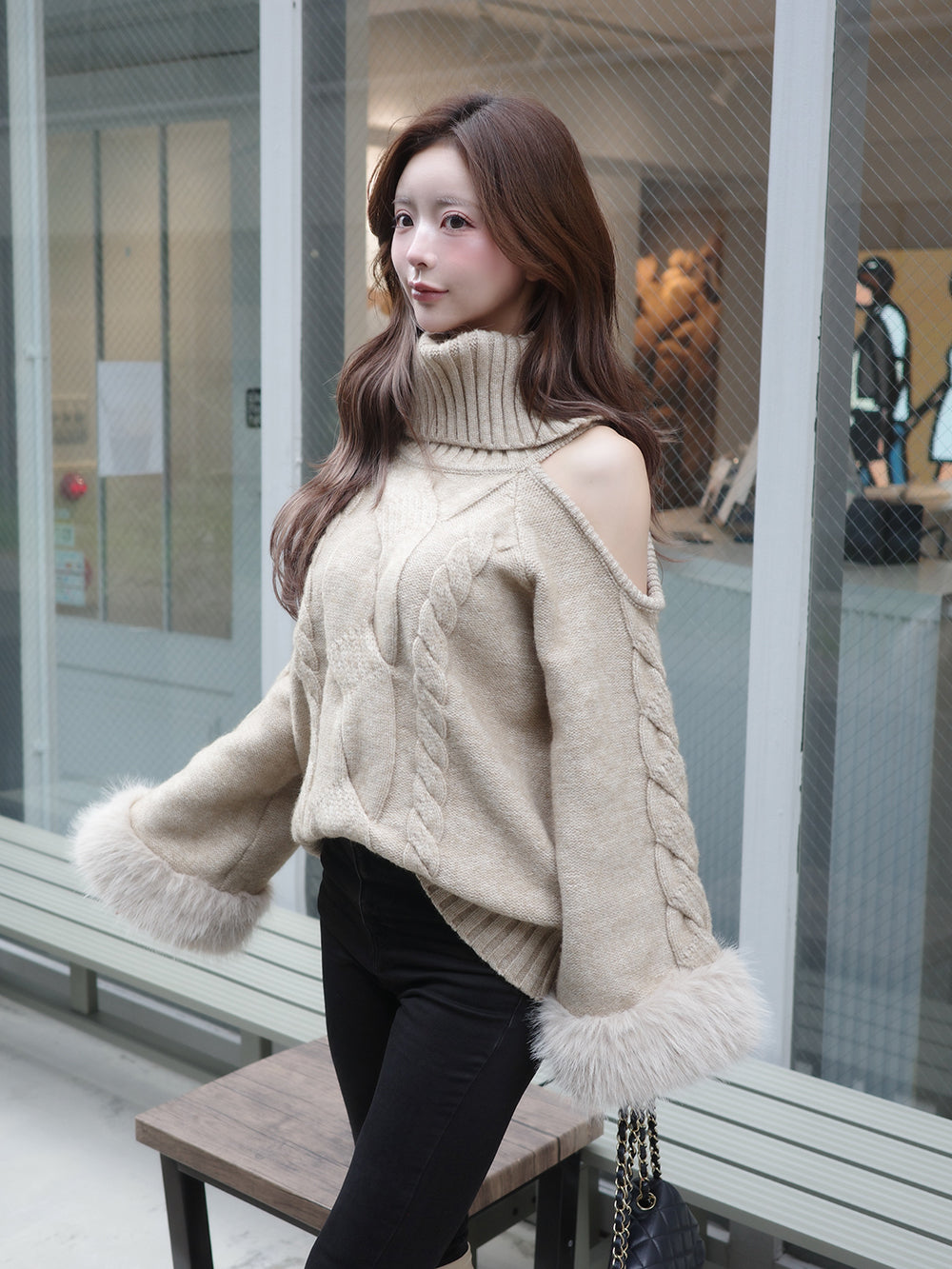 モデル：158cm（着用サイズ：FREE　着用カラー：BEG）