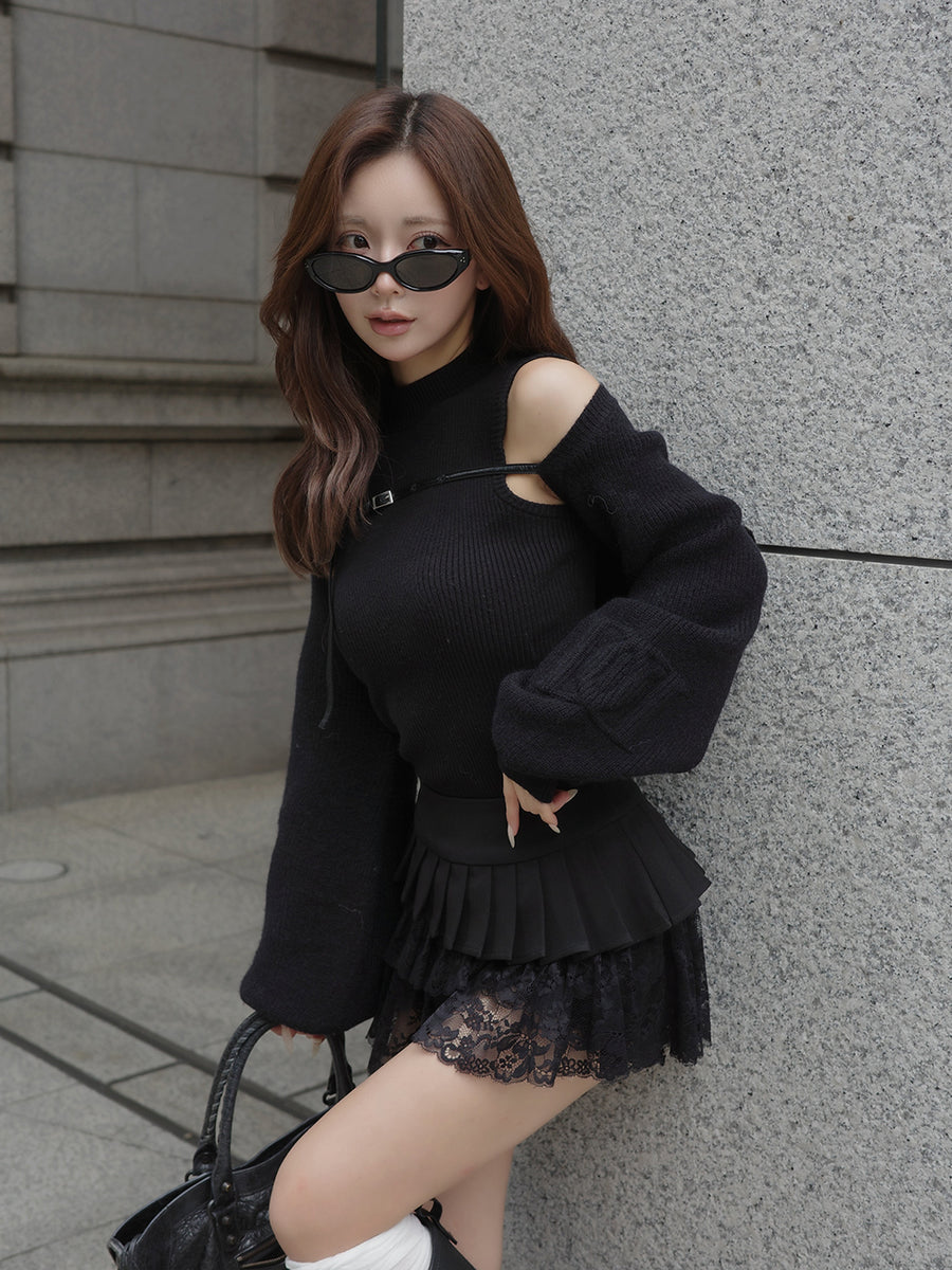モデル：158cm（着用サイズ：S　着用カラー：BLK）
