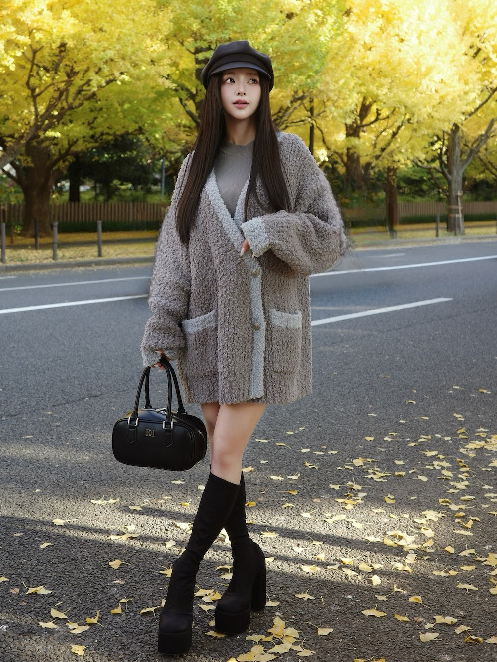 モデル：158cm（着用サイズ：FREE　着用カラー：GRY）