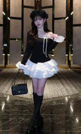 モデル：158cm（着用サイズ：FREE　着用カラー：BLK）