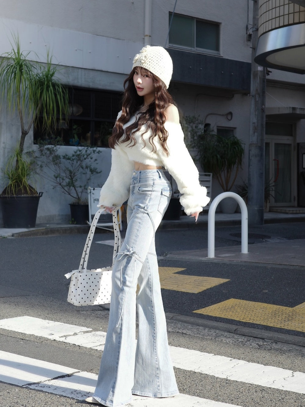 モデル：158cm（着用サイズ：S　着用カラー：I-BLU）