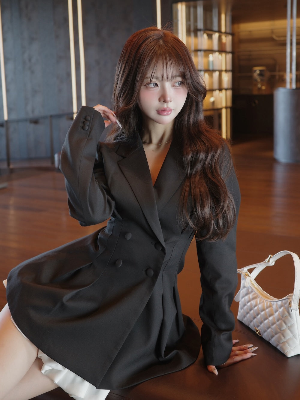 モデル：158cm（着用サイズ：FREE　着用カラー：BLK）