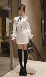 ショルダースカラップフリルシャツミニワンピース – Darich (ダーリッチ)